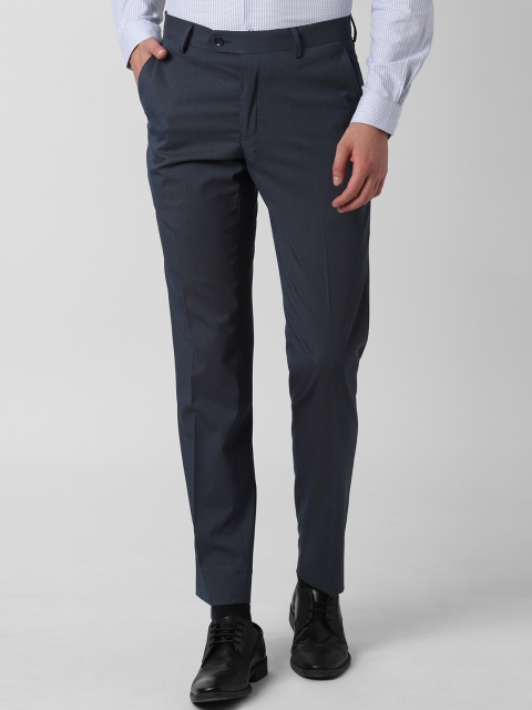

Peter England Men Navy Blue Slim Fit Solid Formal Trousers