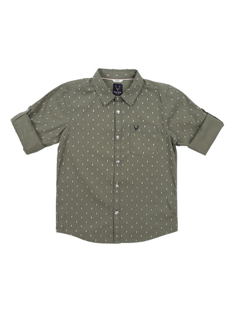 

Allen Solly Junior Boys Olive Green Regular Fit Printed Casual Shirt