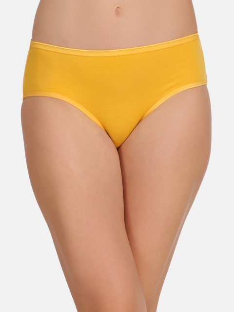 

Clovia Women Yellow Solid Mid Waist Hipster Briefs