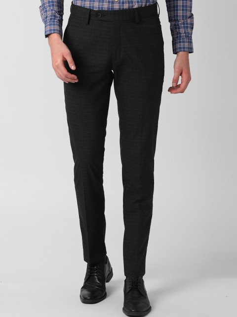 

Peter England Men Black Slim Fit Self Design Formal Trousers