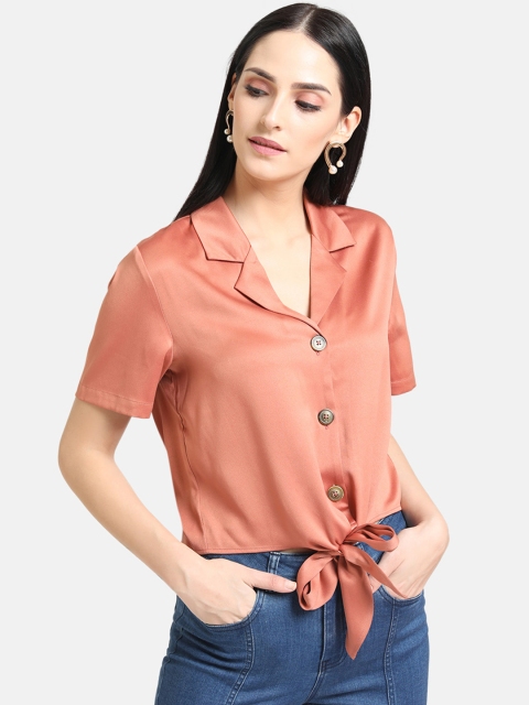

Kazo Women Rust Orange Regular Fit Solid Casual Shirt