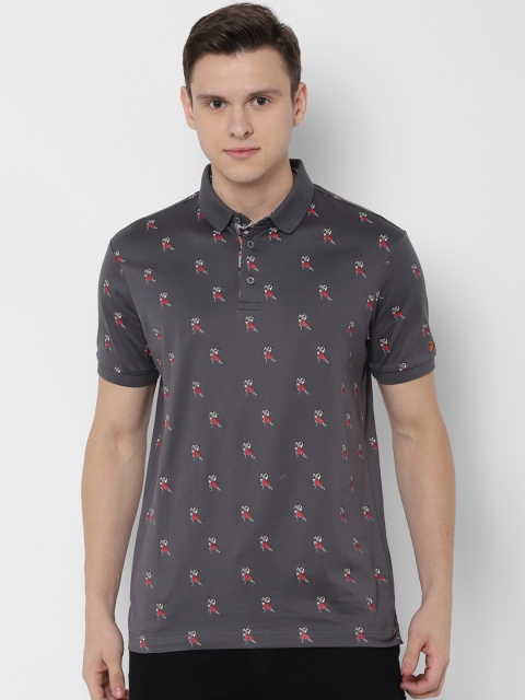 

SIMON CARTER LONDON Men Grey Printed Polo Collar T-shirt