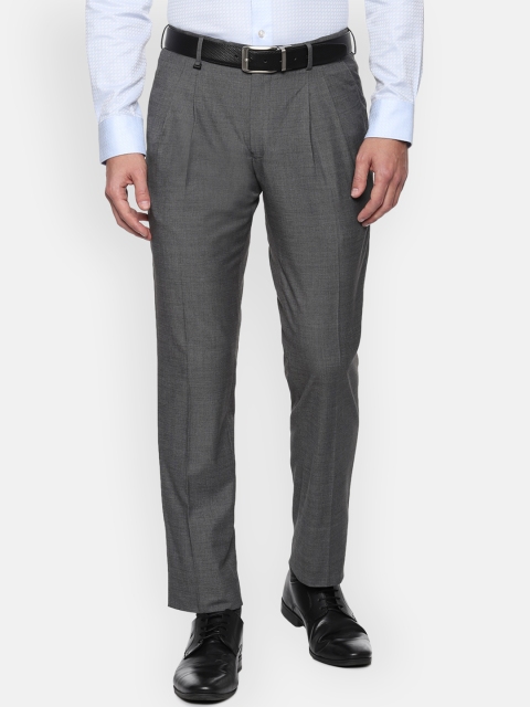 

Van Heusen Men Grey Slim Fit Solid Formal Trousers
