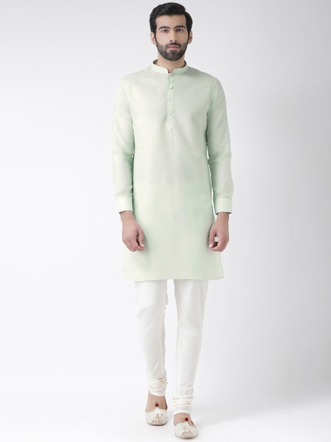 

KISAH Men Green Solid Kurta with Churidar