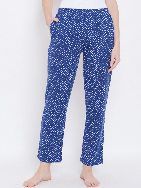 

Clovia Women Blue & White Printed Lounge Pants LB0176T083XL