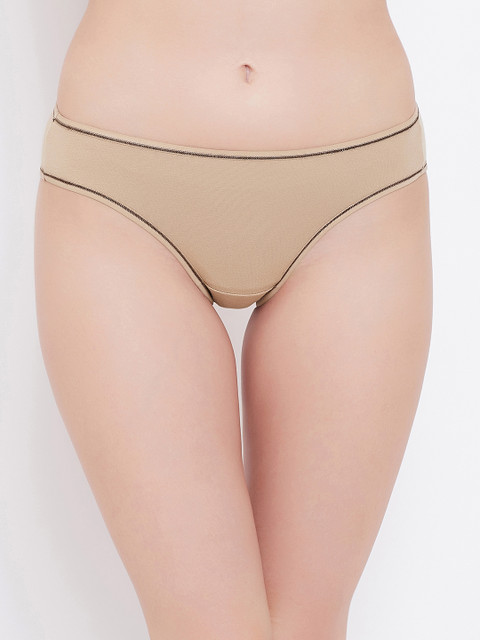 

Clovia Women Beige Solid Low-Rise Bikini Briefs