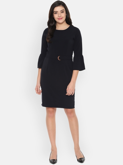 

Van Heusen Woman Solid Navy Blue Sheath Dress