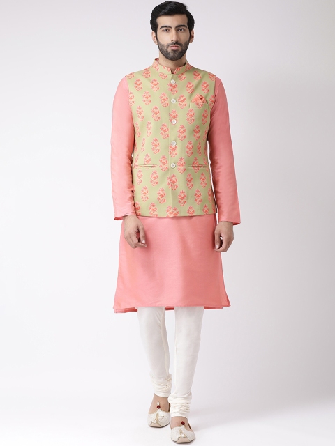 

KISAH Men Pink Solid Kurta with Churidar