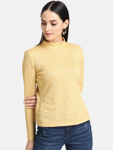 

Kazo Women Yellow Embroidered Sweatshirt