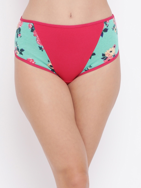 

Clovia Women Pink & Sea Green Printed Mid-Rise Hipster Brief PN2966E143XL