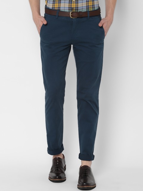 SIMON CARTER LONDON Men Navy Blue Slim Fit Solid Regular Trousers