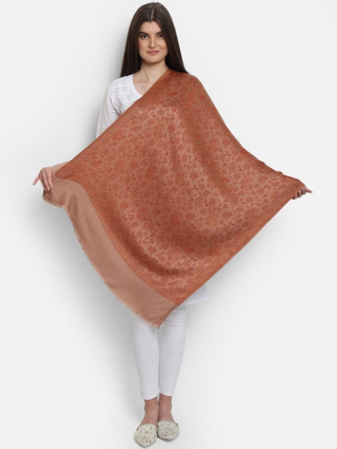 

Anekaant Women Rust Orange Woven Design Shawl