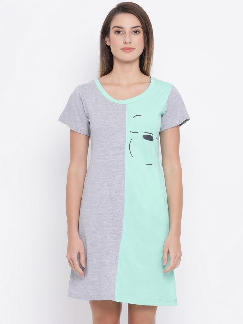 

Clovia Green & Grey Printed Nightdress