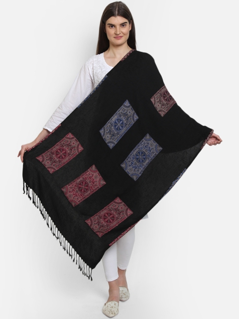 

Anekaant Women Black & Maroon Woven Design Shawl
