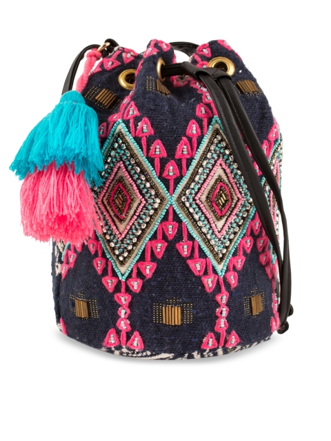 

Chumbak Navy Blue & Pink Self Design Sling Bag