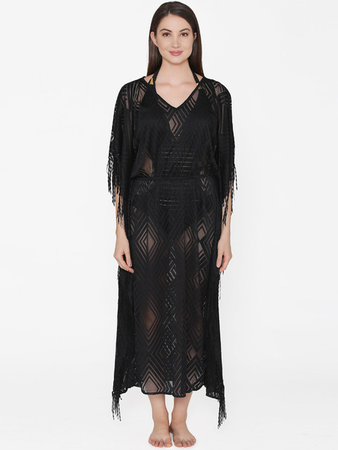 

Clovia Women Black Printed Cover-Up Dress