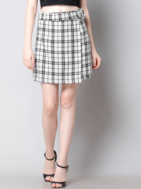 

FabAlley Women White & Black Checked Divided Skirt
