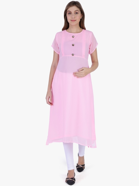 

MomToBe Women Pink Solid Maternity A-Line Kurta