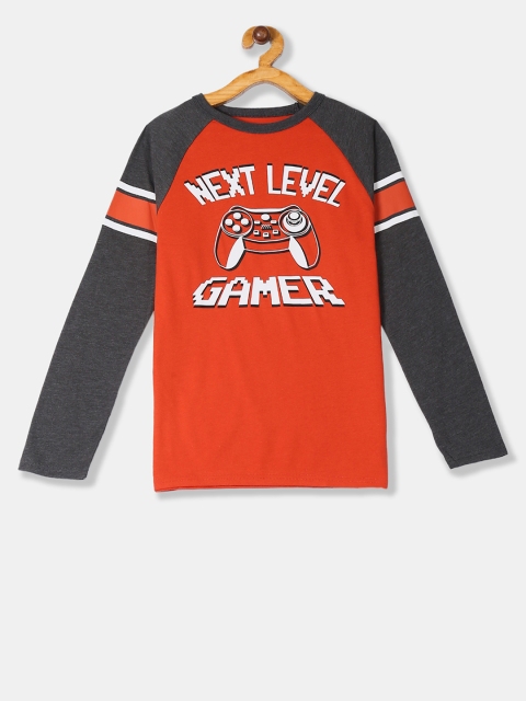 

The Childrens Place Boys Orange Printed Round Neck T-shirt
