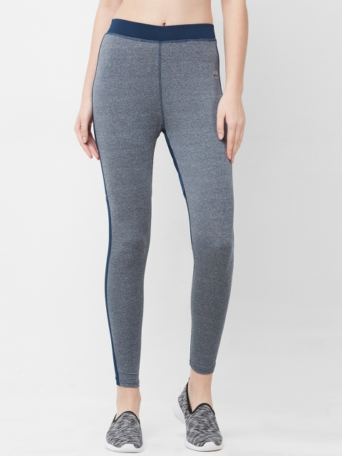 

Imagica Women Teal Blue & Grey Melange Colourblocked Ankle-Length Tights