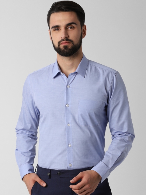 

Peter England Men Blue Slim Fit Self Design Formal Shirt