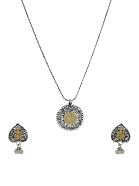 

Silvermerc Designs Silver-Plated & Gold Toned Handcrafted Jewellery Set