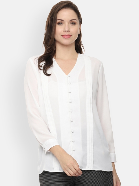 Van Heusen Woman White Regular Fit Solid Casual Shirt