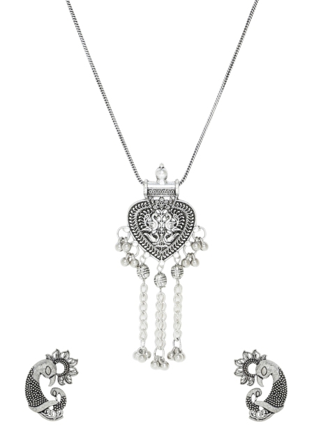 

Silvermerc Designs Silver-Plated Handcrafted Floral Design Jewellery Set