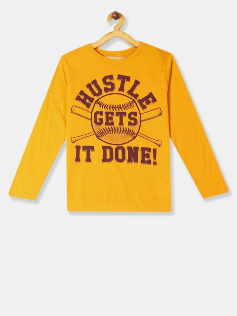 

The Childrens Place Boys Yellow Printed Round Neck T-shirt