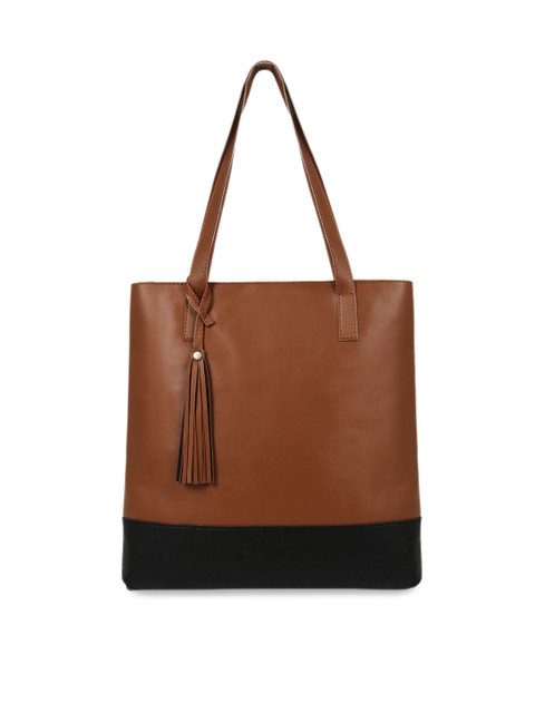 

Toteteca Tan Brown & Black Colourblocked Shoulder Bag