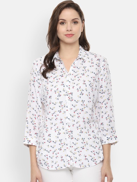 

Allen Solly Woman White & Blue Regular Fit Printed Casual Shirt