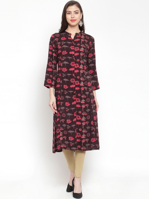 

Kiaasa Women Brown & Red Printed A-Line Kurta