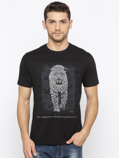 

Status Quo Men Black Printed Round Neck T-shirt