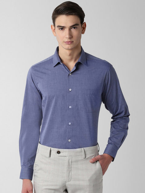 

Peter England Men Blue Regular Fit Self Design Formal Shirt