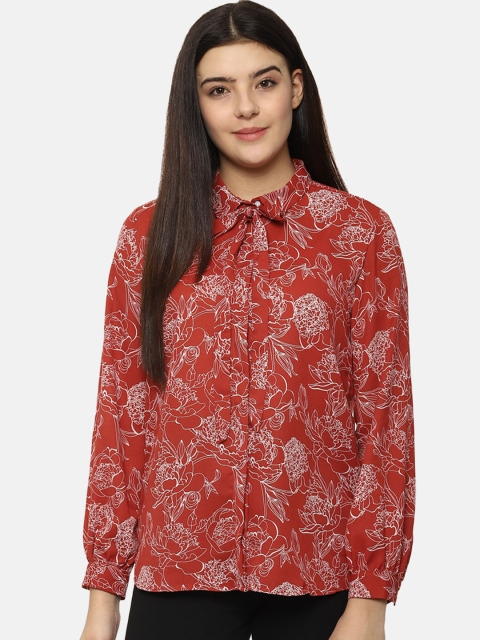 

Van Heusen Woman Orange Regular Fit Printed Casual Shirt