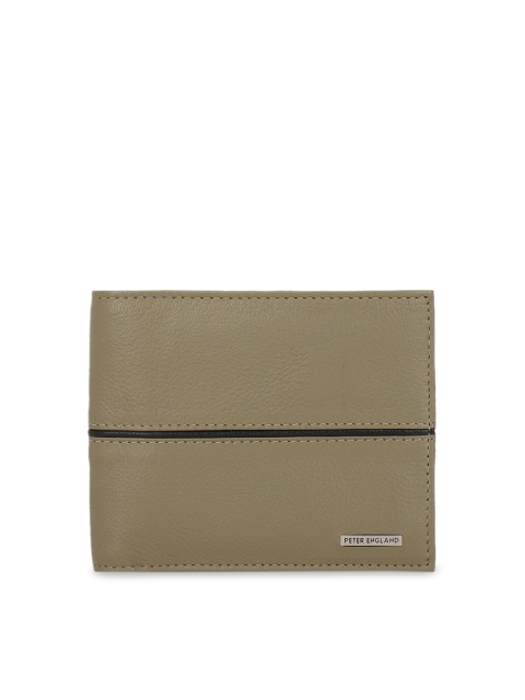 

Peter England Men Beige Textured Two Fold Leather Wallet