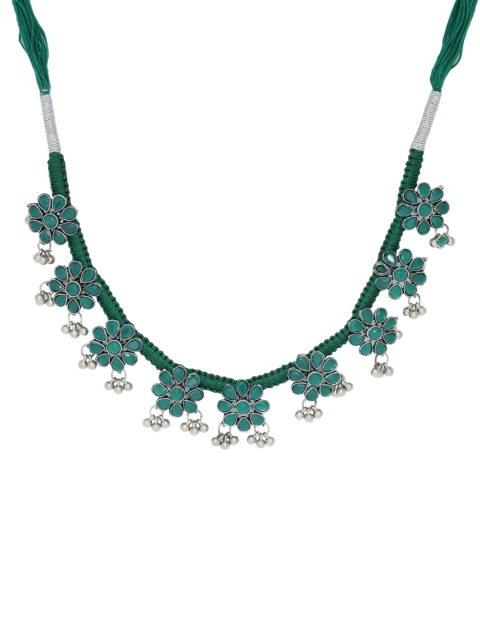 

Silvermerc Designs Teal Green & Silver-Plated Handcrafted Necklace