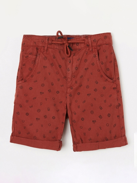 

Fame Forever by Lifestyle Boys Red & Black Printed Slim Fit Regular Shorts