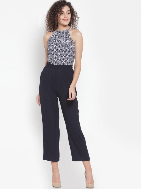 

Magnetic Designs Women Blue & White Printed Culotte Jumpsuit