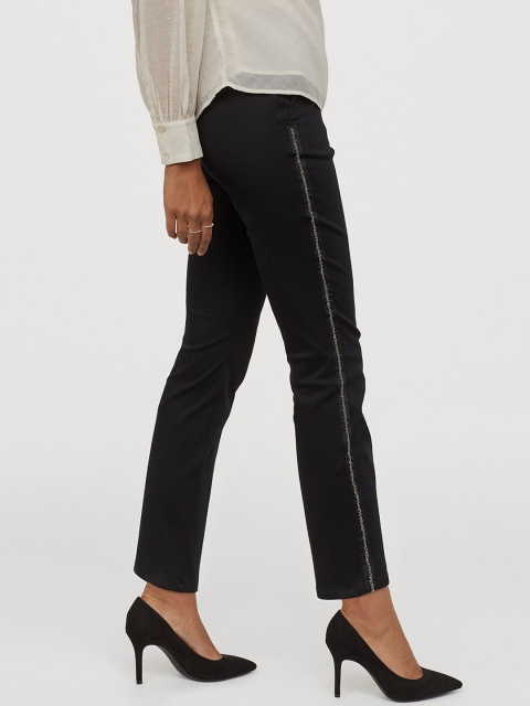 

H&M Women Black Beaded Satin Trousers