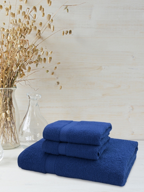 

Trident Set of 3 Blue Solid 400 GSM Towels