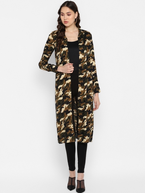 

Color Cocktail Women Beige & Black Camouflage Printed Open Front Shrug
