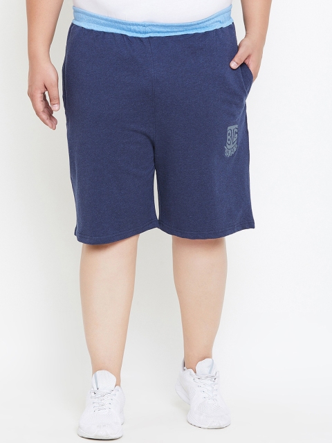 

bigbanana Plus Size Men Navy Blue Solid Regular Fit Sports Shorts