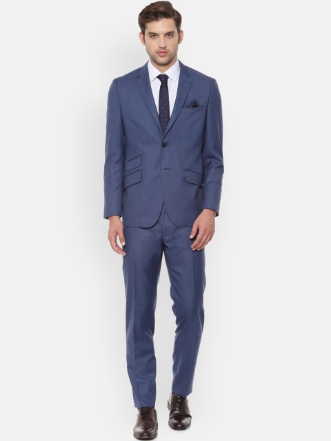 

Van Heusen Men Blue Solid Slim-Fit Woollen Single-Breasted Suit