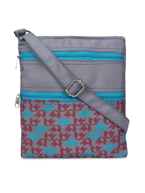 

Anekaant Grey & Maroon Printed Sling Bag