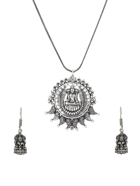 

Silvermerc Designs Silver-Plated Handcrafted Temple Jewellery Set
