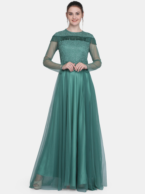 

Eavan Women Self Design Green Maxi Dress