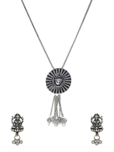 

Silvermerc Designs Silver-Plated Handcrafted Temple Jewellery Set