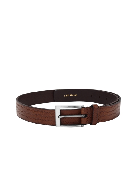 Aditi Wasan Men Brown Woven Design Leather Belt