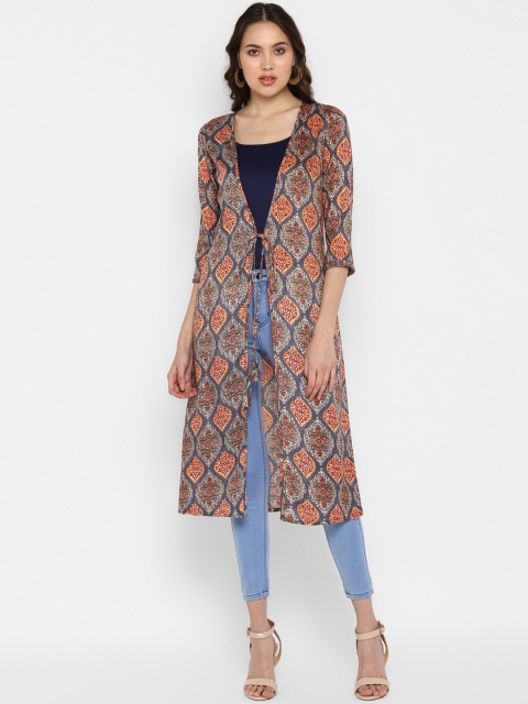 

Color Cocktail Women Multicoloured Printed Tie-Up Shrug, Multi